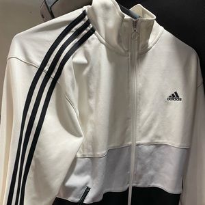 ADIDAS light zip up jacket white black and grey.